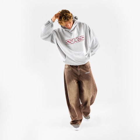 Summer Stripes / Red Layered SSPCS Applique Hoodie - Ash