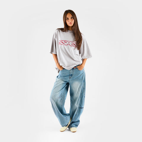 Summer Stripes / Red Layered SSPCS Applique Tee - Ash
