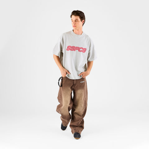 Summer Stripes / Red Striped SSPCS Applique Tee - Ash