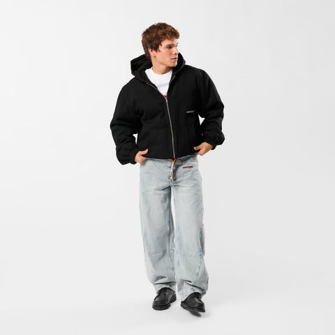 Fall / Reversible Canvas Hooded Jacket - Black