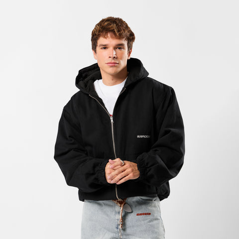 Fall / Reversible Canvas Hooded Jacket - Black