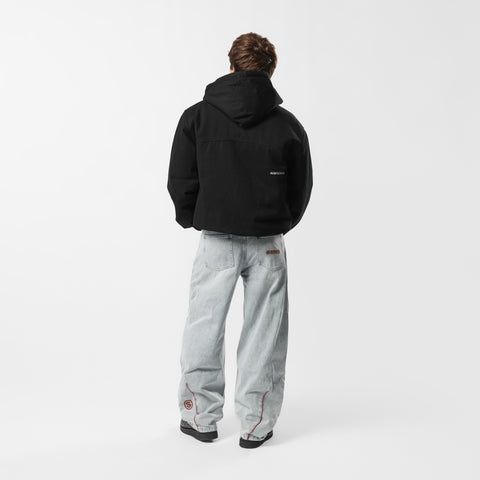 Fall / Reversible Canvas Hooded Jacket - Black