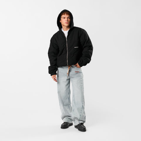 Fall / Reversible Canvas Hooded Jacket - Black