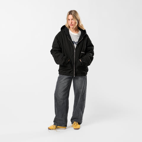 Fall / Reversible Canvas Hooded Jacket - Black