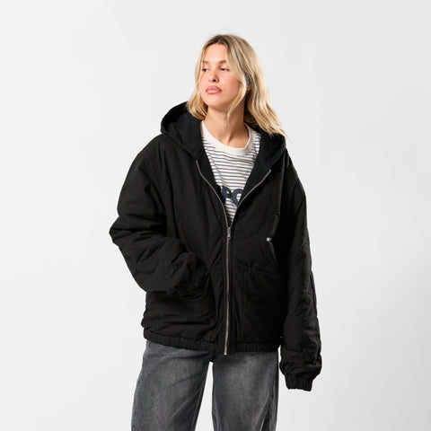 Fall / Reversible Canvas Hooded Jacket - Black