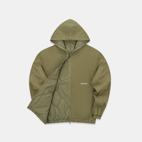 Fall / Reversible Canvas Hooded Jacket - Lichen Green