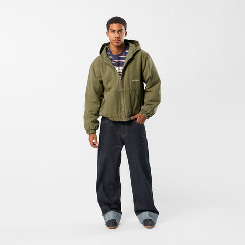 Fall / Reversible Canvas Hooded Jacket - Lichen Green