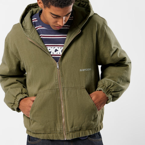 Fall / Reversible Canvas Hooded Jacket - Lichen Green