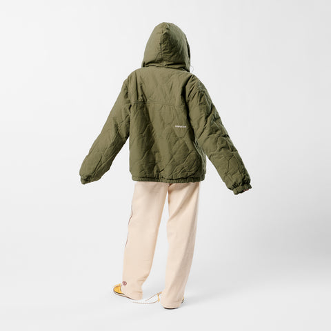 Fall / Reversible Canvas Hooded Jacket - Lichen Green