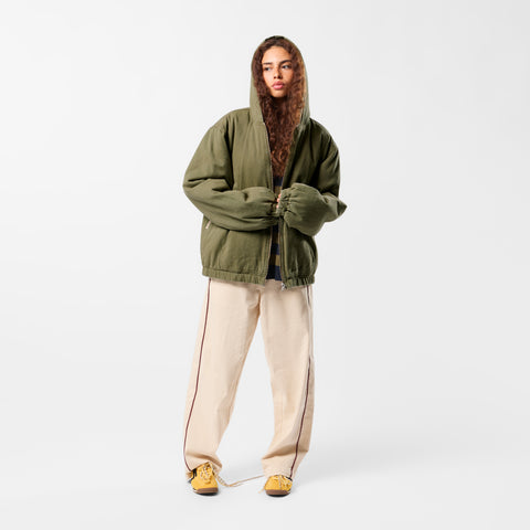 Fall / Reversible Canvas Hooded Jacket - Lichen Green