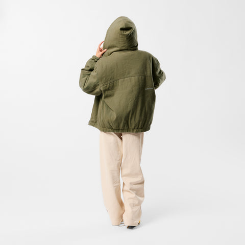 Fall / Reversible Canvas Hooded Jacket - Lichen Green