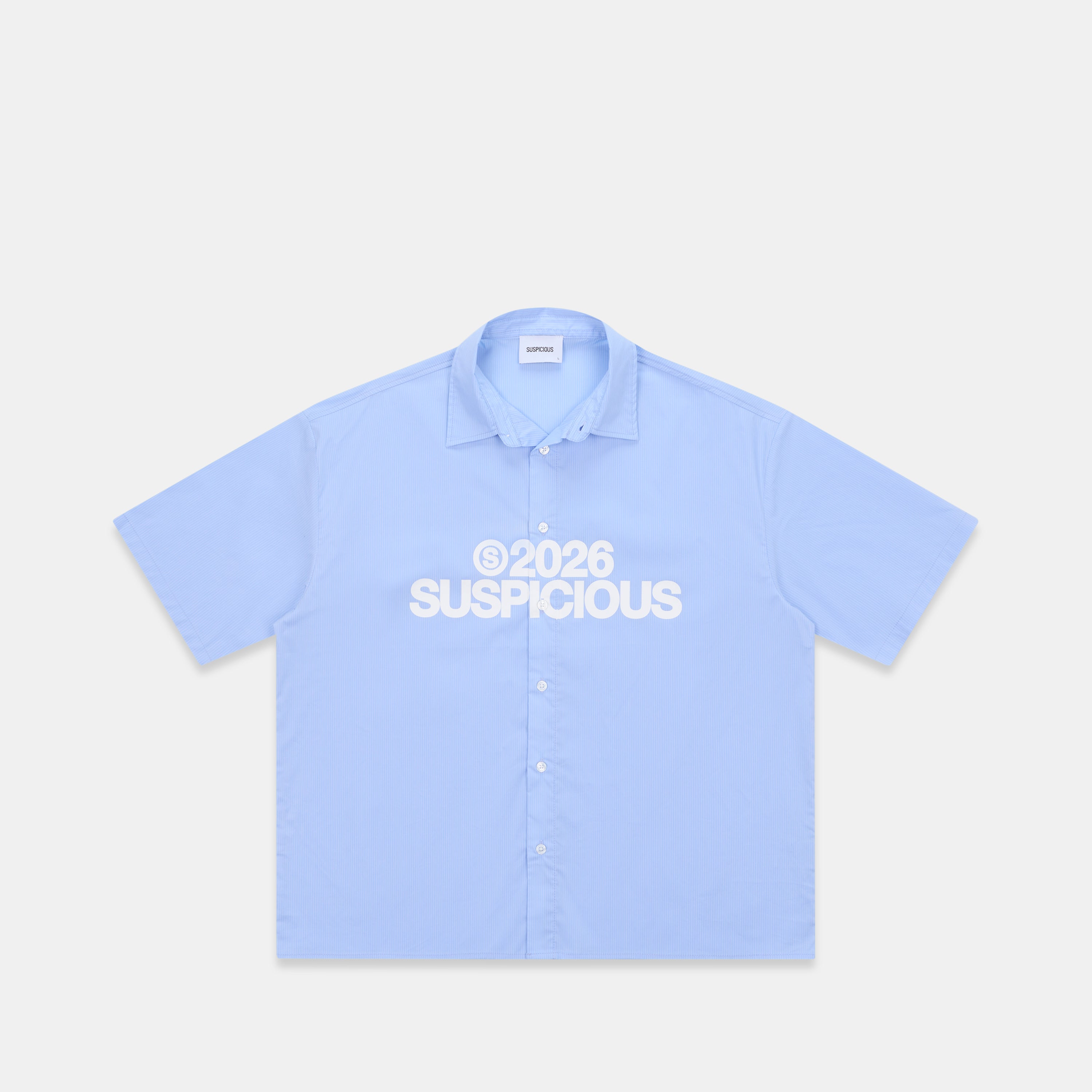 S2026 Striped Shortsleeve Shirt - Light Blue – Suspicious Antwerp