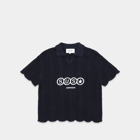 S2 / SUS* Wavy Crochet Polo - Nightfall