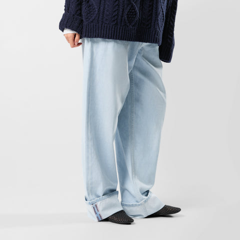 Winter2 / Selvedge Turn-Up Baggy Jeans - Bleached