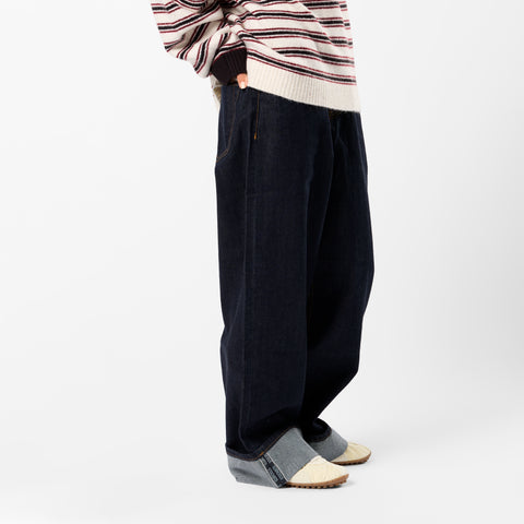 Winter2 / Selvedge Turn-Up Baggy Jeans - Indigo