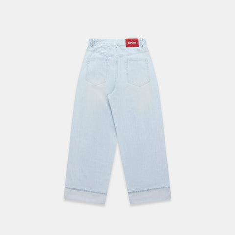 Winter2 / Selvedge Turn-Up Baggy Jeans - Bleached