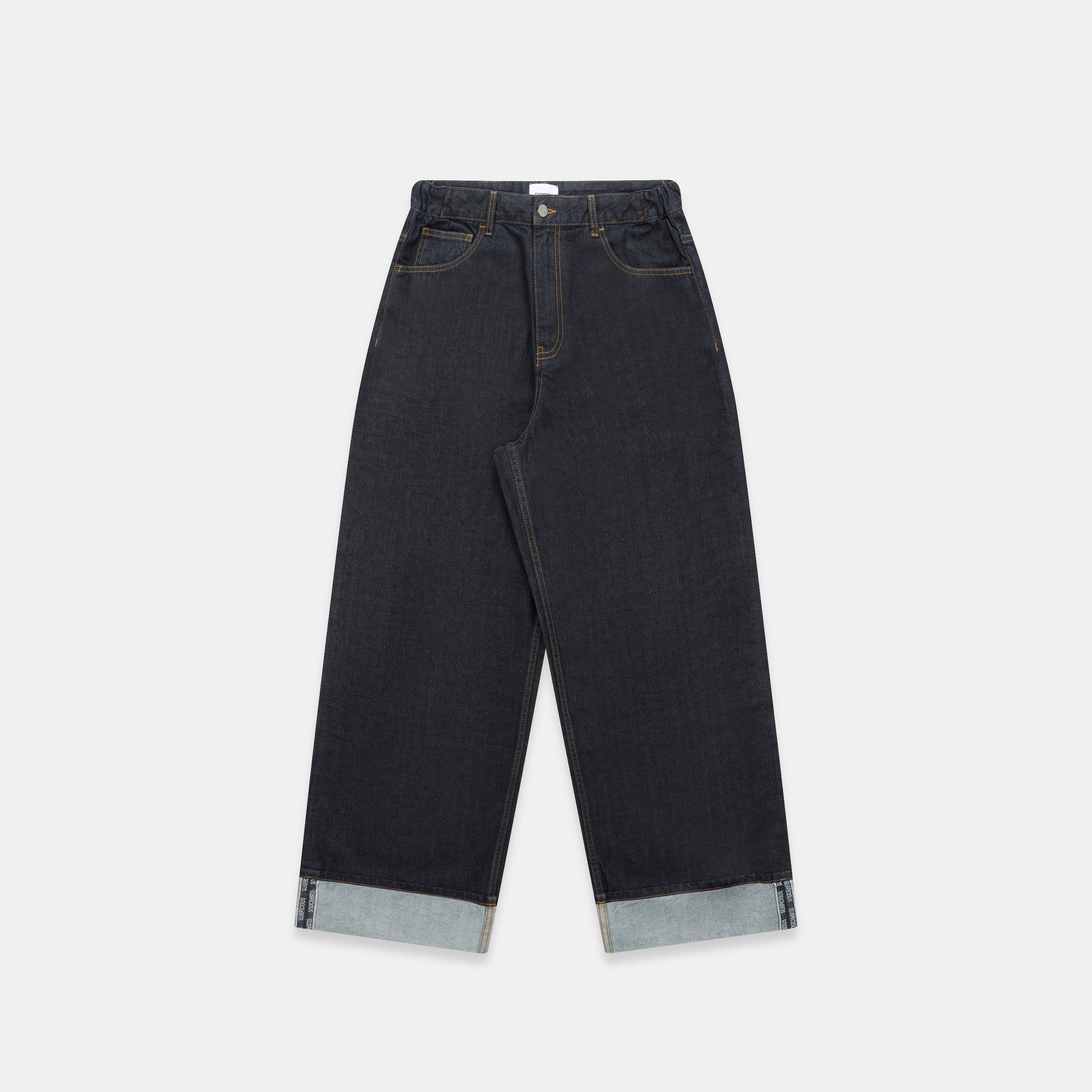 Selvedge Turn-Up Baggy Jeans - Indigo – Suspicious Antwerp
