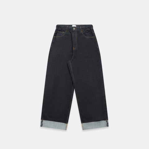 Winter2 / Selvedge Turn-Up Baggy Jeans - Indigo