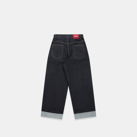 Winter2 / Selvedge Turn-Up Baggy Jeans - Indigo
