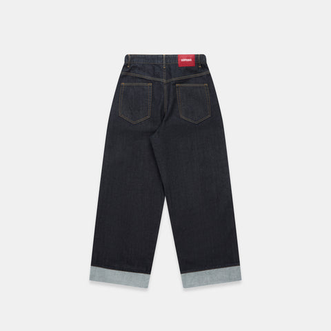 Winter2 / Selvedge Turn-Up Baggy Jeans - Indigo