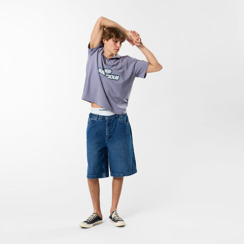 S2 / Signature Stamp Buttoned Polo - Tidal Blue