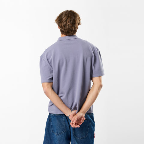 S2 / Signature Stamp Buttoned Polo - Tidal Blue