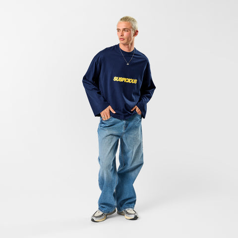 Camo / Slanted Longsleeve - Deep Navy