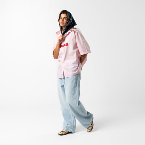 Summer / Slanted Shortsleeve Shirt - Baby Pink