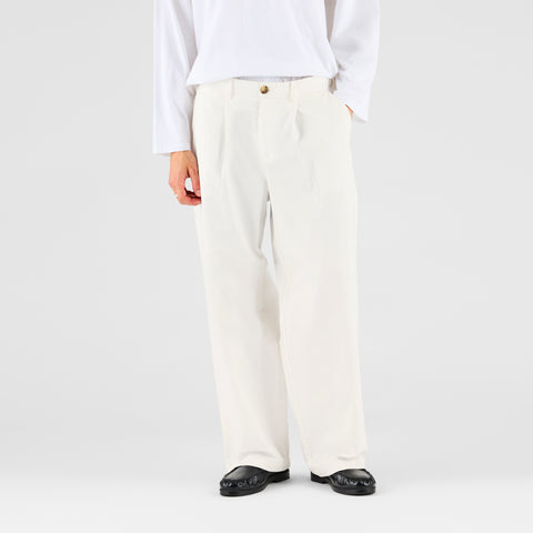 Summer Breeze / Solid Cotton Pleated Pants - Natural
