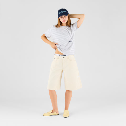 Summer Breeze / Solid Jeans Shorts - Egret