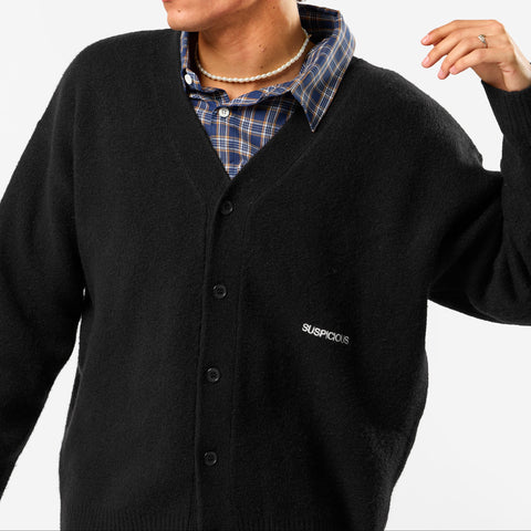 Winter 5 / Solid Knitted Cardigan - Black