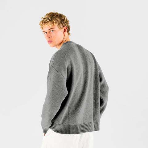End Of Summer / Solid Knitted Crew - Grey