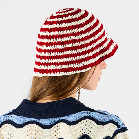 Boat / Spiral Crochet Hat - Red