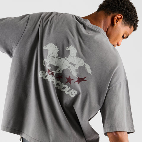 Suspicious Cowboys / Spirit Tee - Washed Charcoal