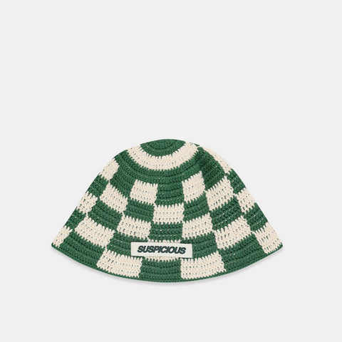 Spring / Checkered Crochet Hat - Green