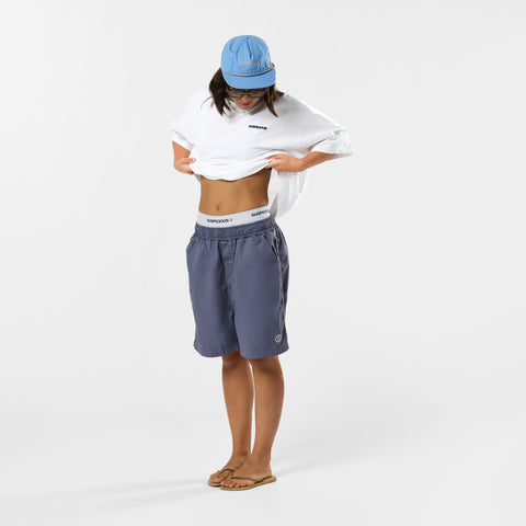 S2 / Stamped Piping Twill Shorts - Tidal Blue