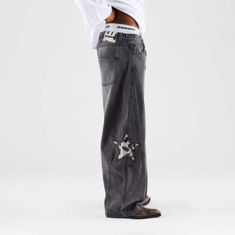 Suspicious Cowboys / Star Cow Barrel Jeans - Washed Black