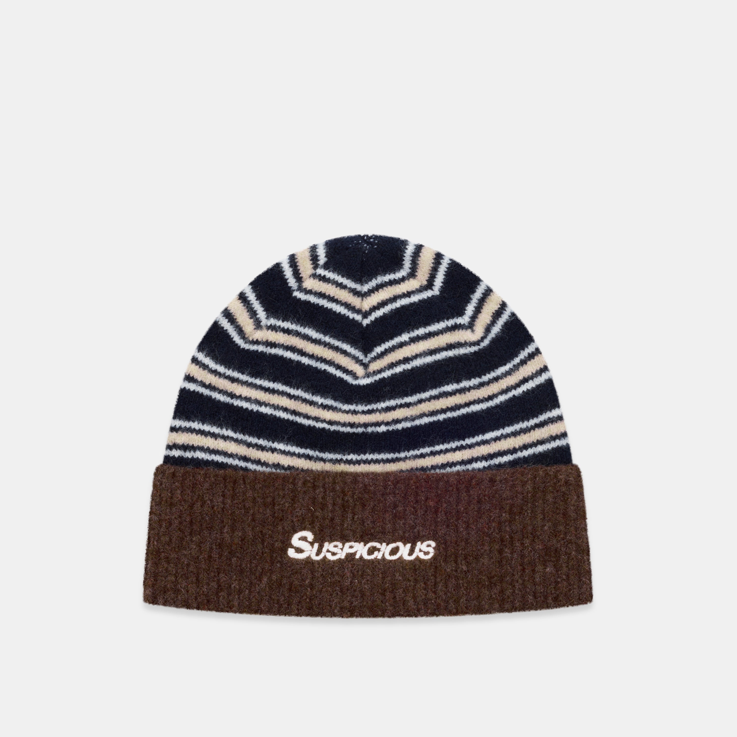 Striped Beanie - Blue & Brown – Suspicious Antwerp