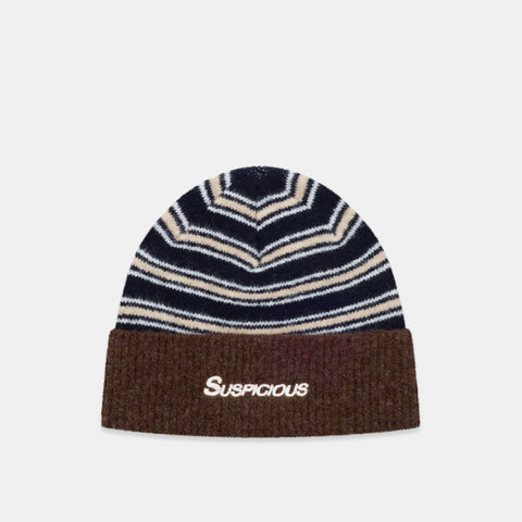 Winter3 / Striped Beanie - Blue & Brown