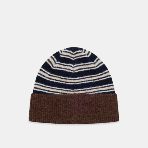 Winter3 / Striped Beanie - Blue & Brown