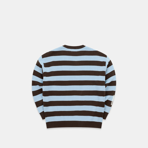 Fall / Striped Cotton Knit - Dusty Blue & Brown
