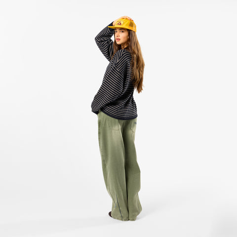 Polkaline / Striped Knitted Longsleeve Polo - Nightfall