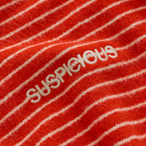 Polkaline / Striped Knitted Longsleeve Polo - Red