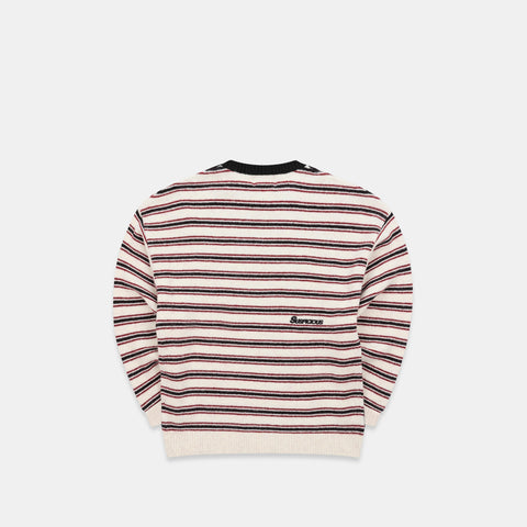Winter3 / Striped Knitted Sweat - Black & White
