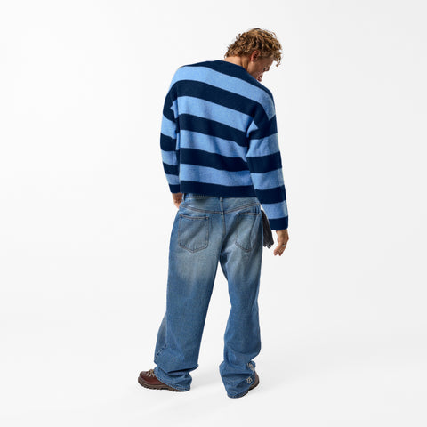 PL / Striped Knitted Sweat - Blue