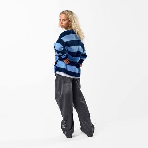 PL / Striped Knitted Sweat - Blue
