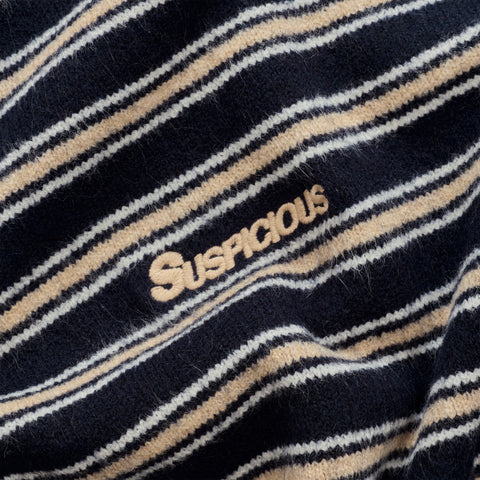 Winter3 / Striped Knitted Sweat - Blue & Brown