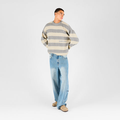 Fall 1 / Striped Knitted Sweat - Dune & Heather