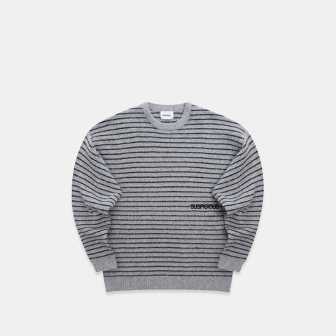 Polkaline / Striped Knitted Sweat - Neutral Heather