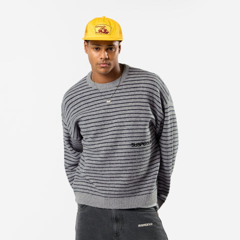 Polkaline / Striped Knitted Sweat - Neutral Heather